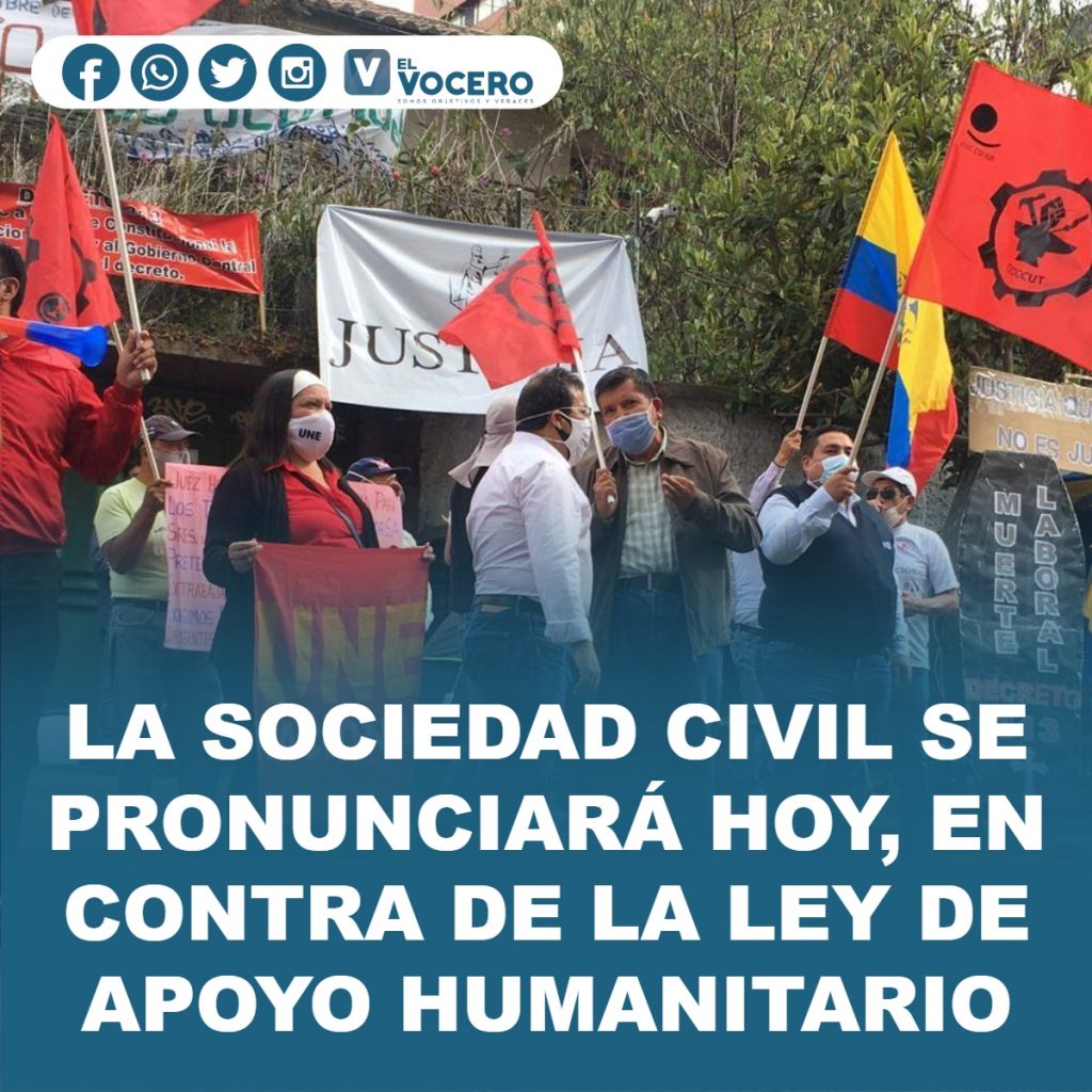 LA SOCIEDAD CIVIL SE PRONUNCIARÁ HOY, EN CONTRA DE LA LEY DE APOYO HUMANITARIO