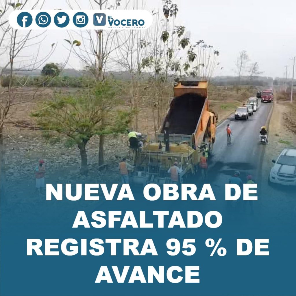 NUEVA OBRA DE ASFALTADO REGISTRA 95 % DE AVANCE