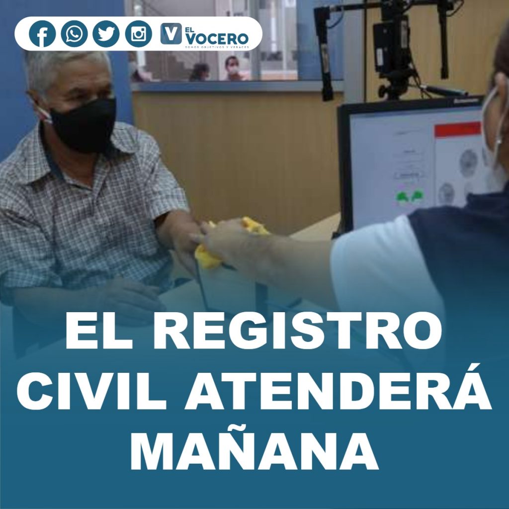 EL REGISTRO CIVIL ATENDERÁ MAÑANA
