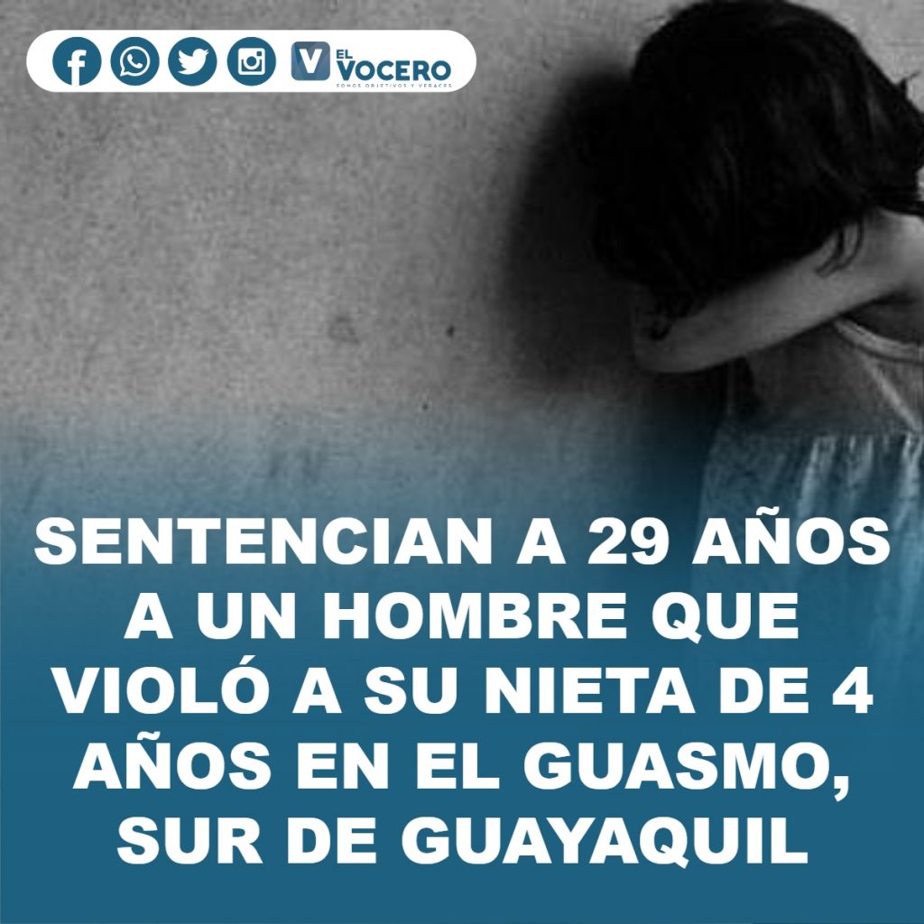SENTENCIAN A 29 AÑOS A UN HOMBRE QUE VIOLÓ A SU NIETA DE 4 AÑOS EN EL GUASMO, SUR DE GUAYAQUIL