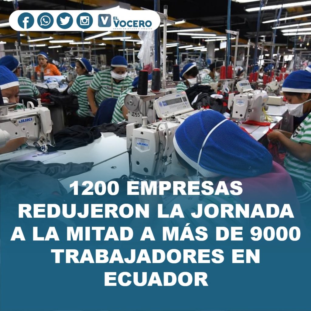 1200 EMPRESAS REDUJERON LA JORNADA A LA MITAD A MÁS DE 9000 TRABAJADORES EN ECUADOR