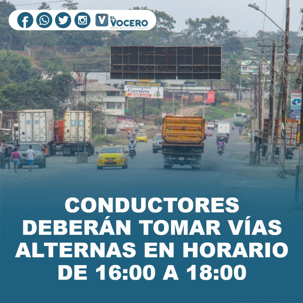 CONDUCTORES DEBERÁN TOMAR VÍAS ALTERNAS EN HORARIO DE 16:00 A 18:00