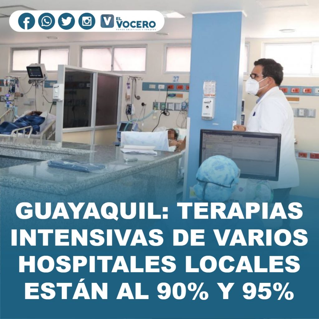 GUAYAQUIL: TERAPIAS INTENSIVAS DE VARIOS HOSPITALES LOCALES ESTÁN AL 90% Y 95%