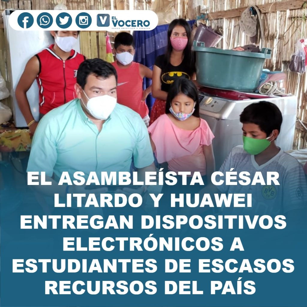 EL ASAMBLEÍSTA CÉSAR LITARDO Y HUAWEI ENTREGAN DISPOSITIVOS ELECTRÓNICOS A ESTUDIANTES DE ESCASOS RECURSOS DEL PAÍS