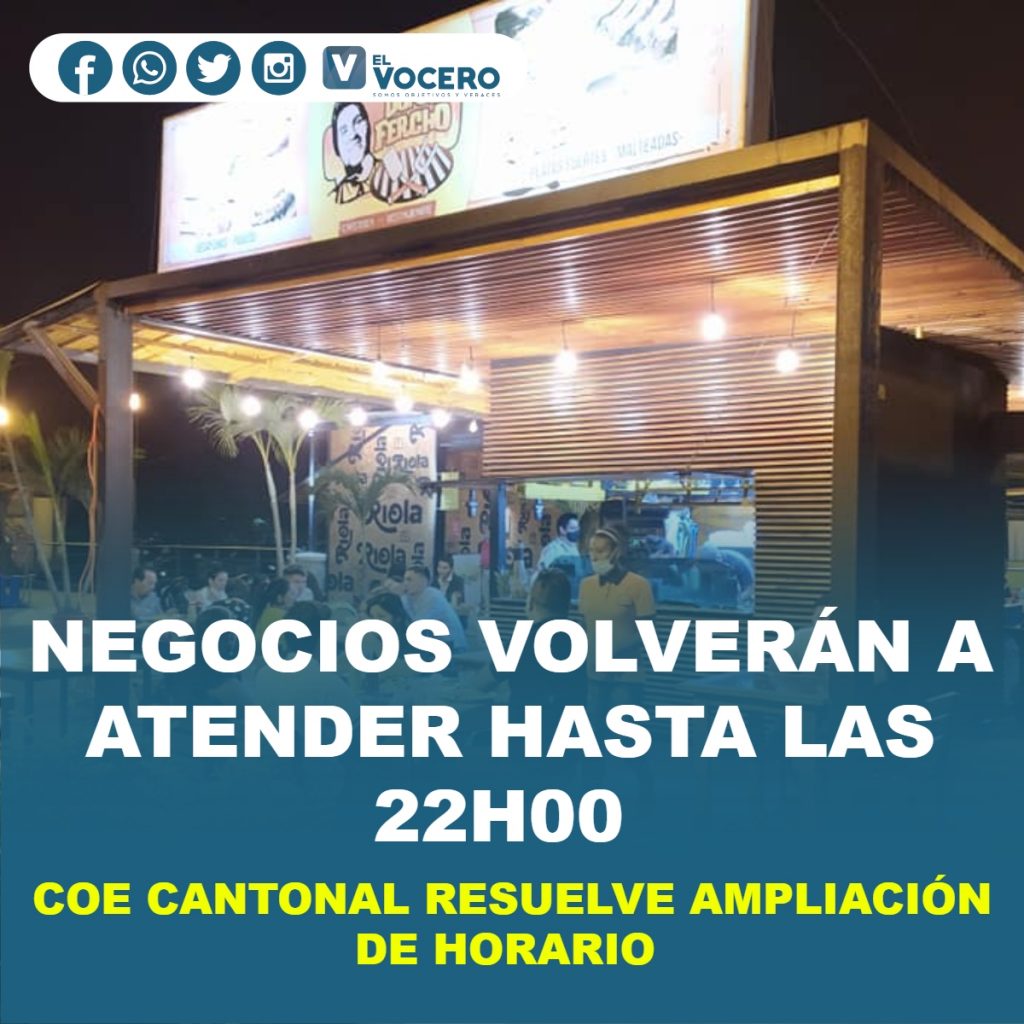 EN BABAHOYO NEGOCIOS VOLVERÁN A ATENDER HASTA LAS 22H00
