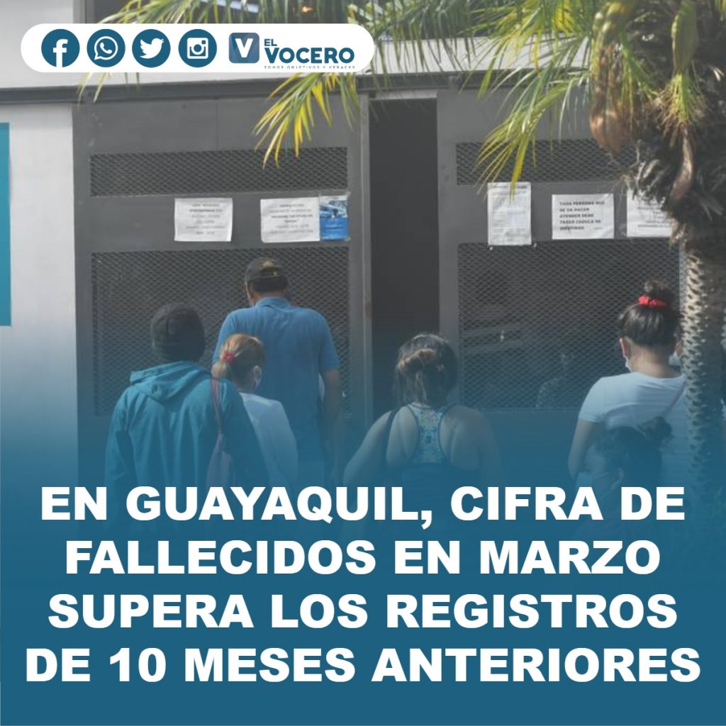 EN GUAYAQUIL, CIFRA DE FALLECIDOS EN MARZO SUPERA LOS REGISTROS DE 10 MESES ANTERIORES; HAY ALERTA EN MÉDICOS