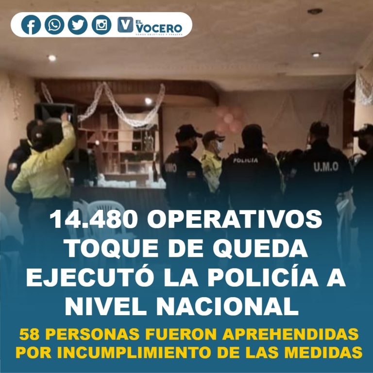 14.480 OPERATIVOS TOQUE DE QUEDA EJECUTÓ LA POLICÍA A NIVEL NACIONAL