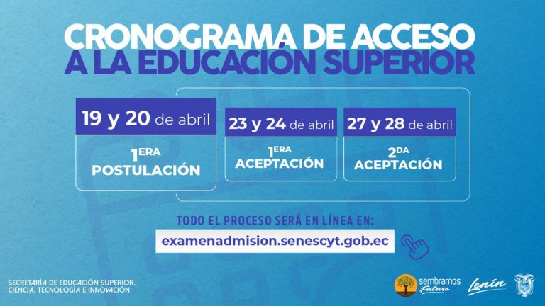 ESTE 27 Y 28 DE ABRIL, SENESCYT REALIZARÁ SEGUNDA ACEPTACIÓN DE CUPOS PARA LA EDUCACIÓN SUPERIOR