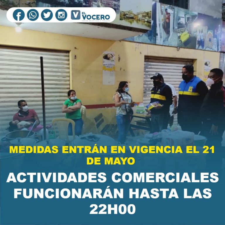 EN BABAHOYO ACTIVIDADES COMERCIALES FUNCIONARÁN HASTA LAS 22H00
