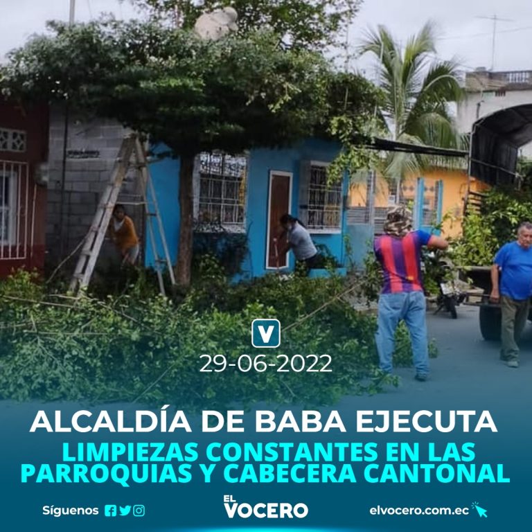 ALCALDÍA DE BABA EJECUTA LIMPIEZAS CONSTANTES EN LAS PARROQUIAS Y CABECERA CANTONAL
