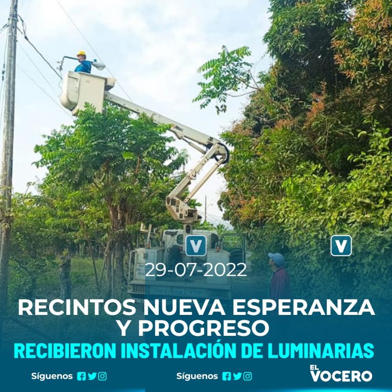 RECINTOS NUEVA ESPERANZA Y PROGRESO RECIBIERON INSTALACIÓN DE LUMINARIAS